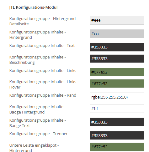 Einstellungen JTL Konfigurations-Modul